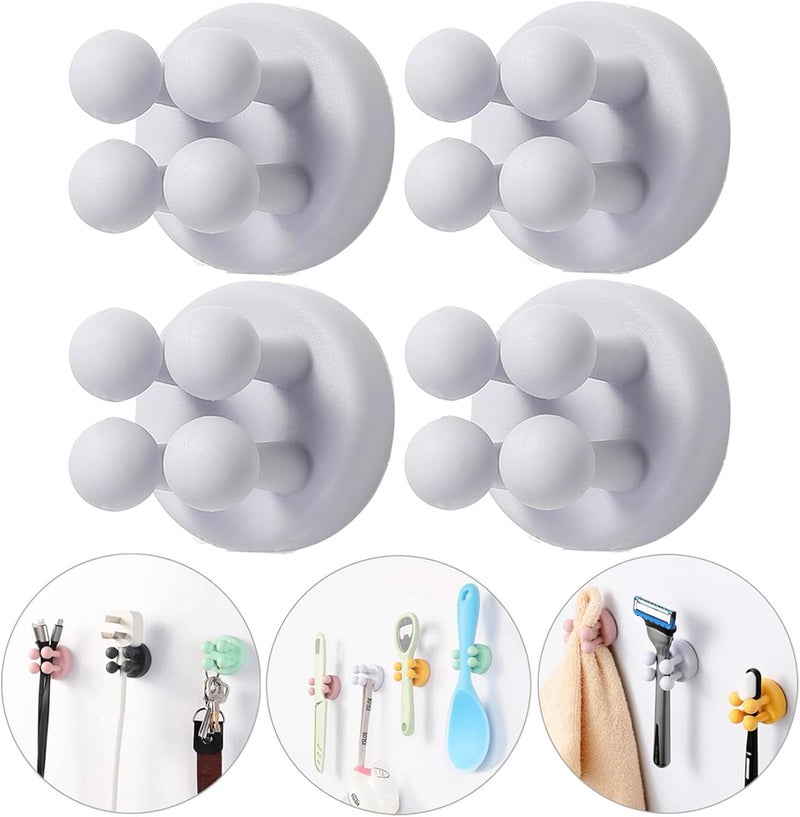 Zezhou iBetterLife Tooth Brush Holder for Bathroom - 4Pcs Silicone Toothbrush Razor Holder for Shower Wall Mounted Self Adhesive Cute Storage Hook for Kids Hanging Loofah Towel for Kitchen Living Room Office - Image 1